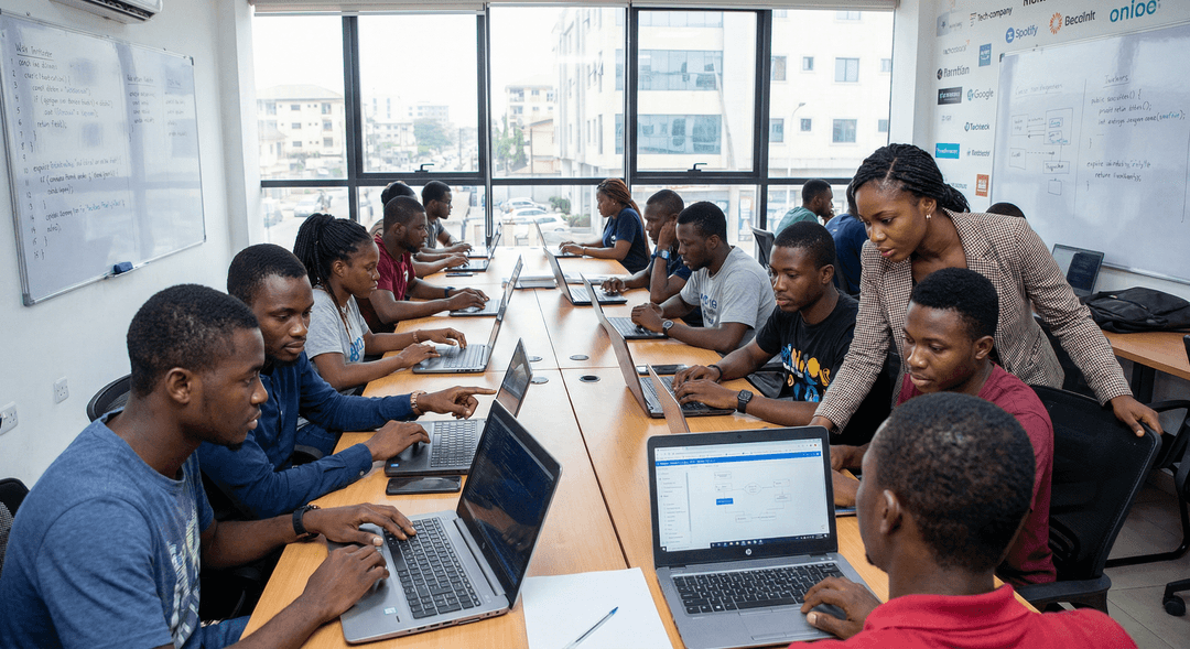 Moat Academy bootcamp - Students learning full-stack development